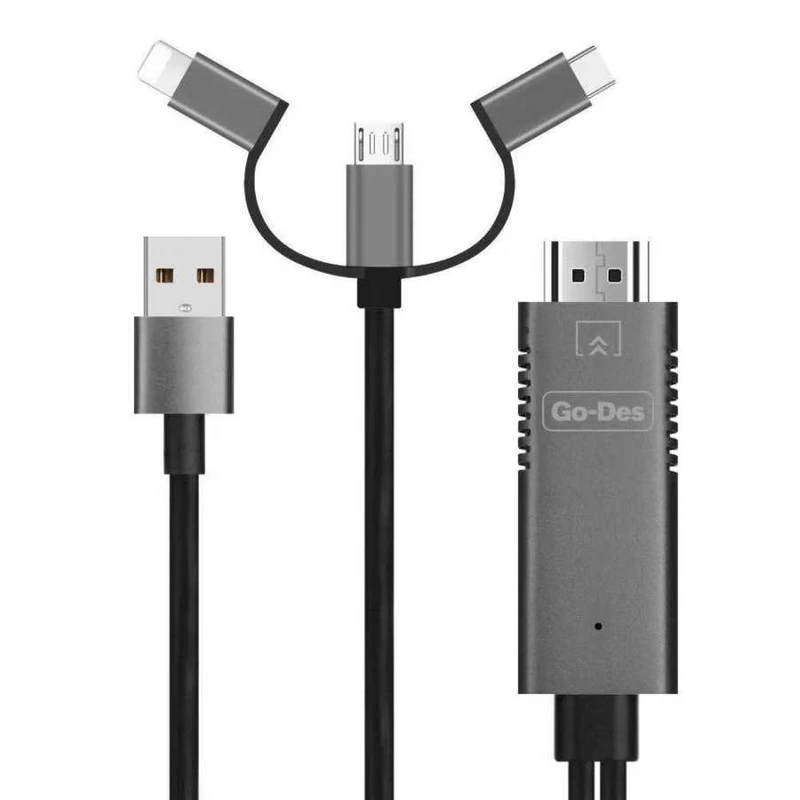 کابل تبدیل HDMI به لایتنینگ/ microUSB/ USB -C گودس مدل GD-8272